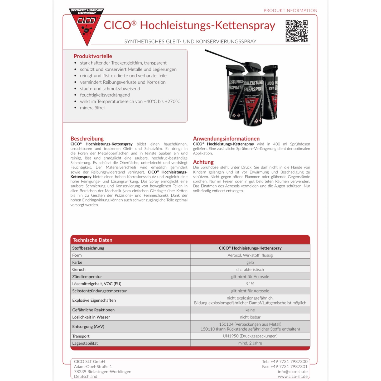 CICO Hochleistungs-Kettenspray 400ml