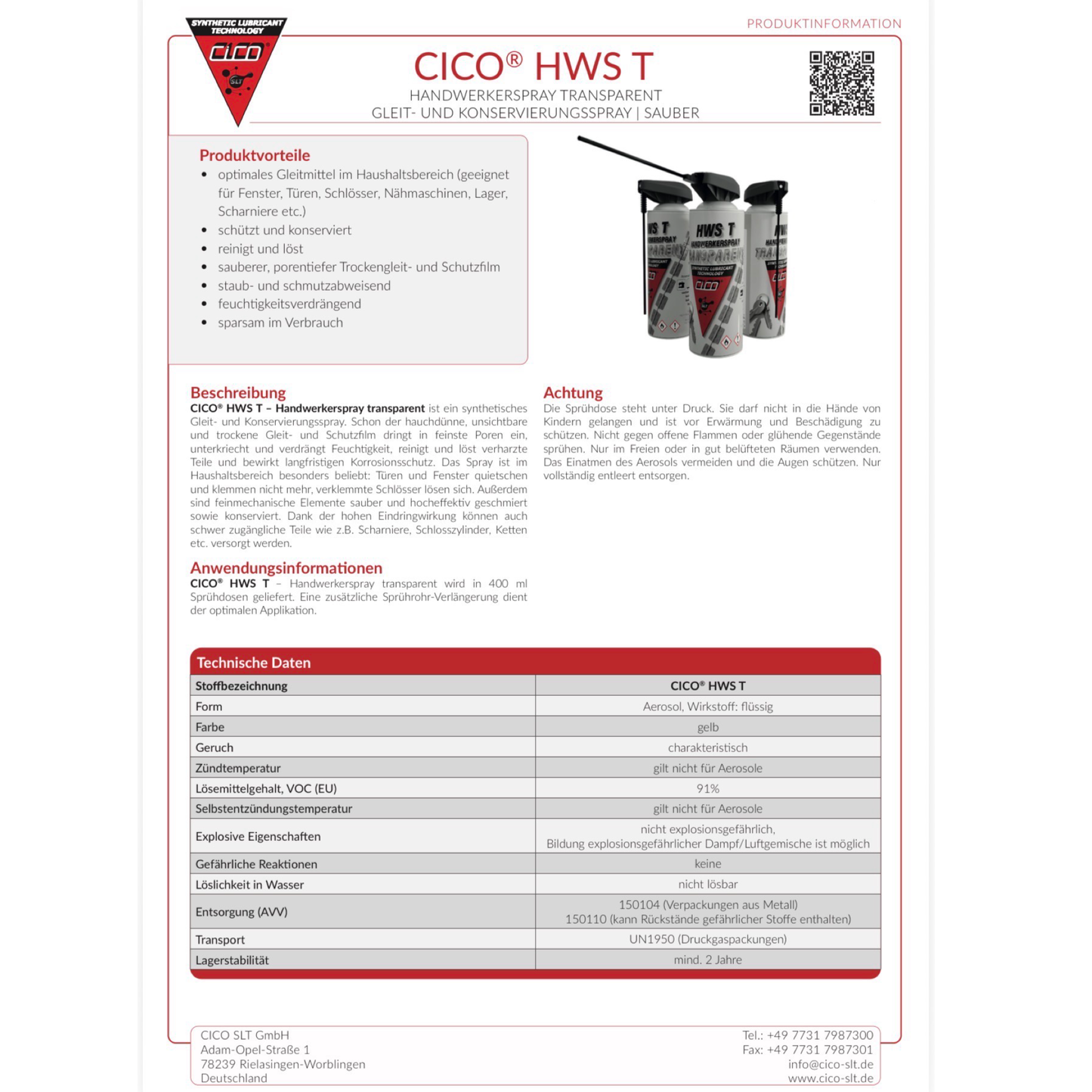 CICO Handwerkerspray Transparent 400ml